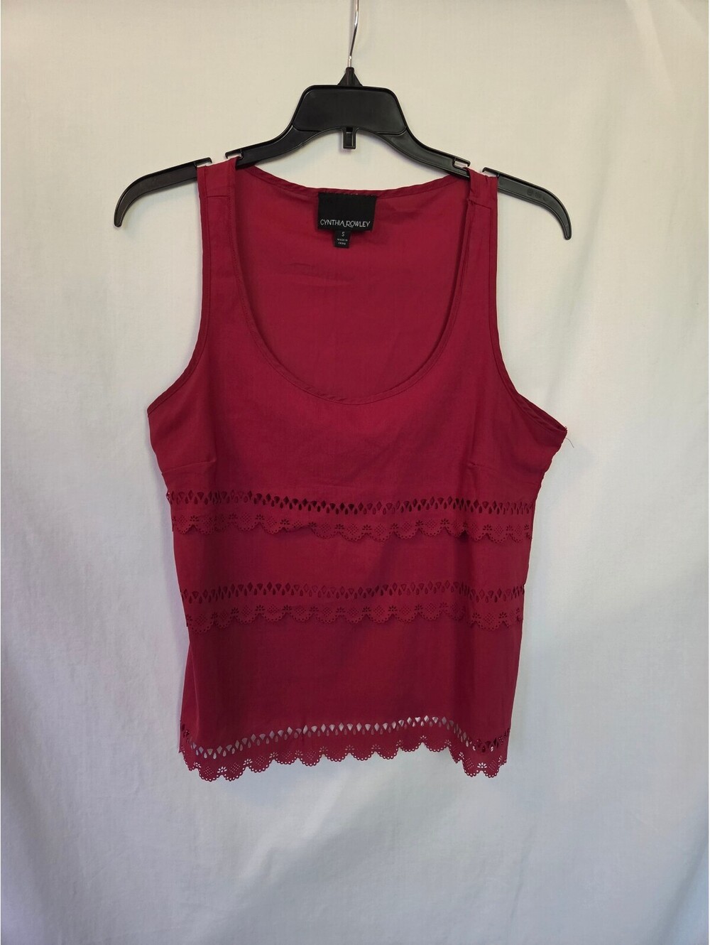 Cynthia Rowley Red Sleeveless Tank Top with Lace Details Size S